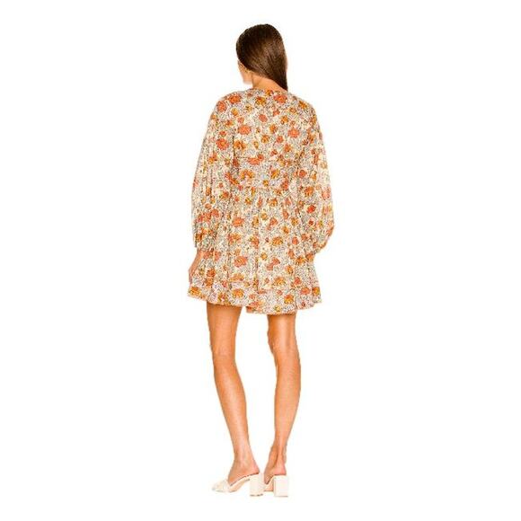 Zimmermann Andie Buttoned Floral Linen Mini Dress Long Sleeve 3 Large - Picture 5 of 16